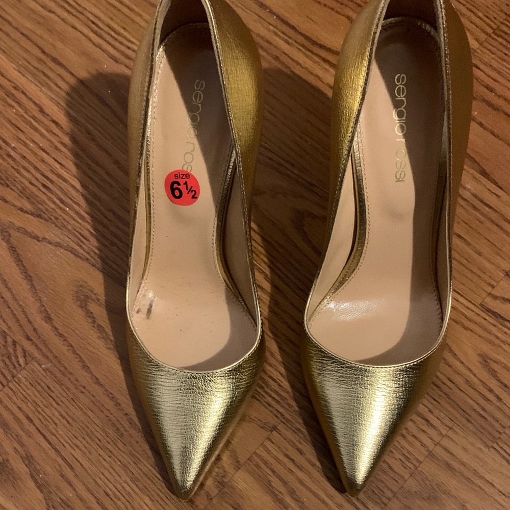 Sergio Rossi Metallic Gold Heels